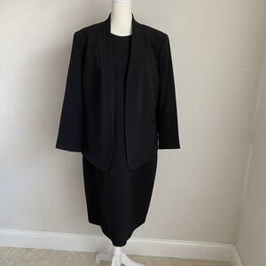 NWT Anne Klein Womens 14 Black 2-Piece Suit Set Blazer & Dress Pencil